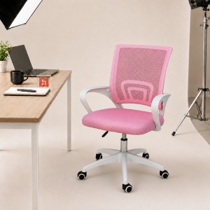 Scaun de birou Kiwari® Flow, spatar din plasa, sezut tapitat, reglabil pe inaltime, baza din nylon, roz - Img 4