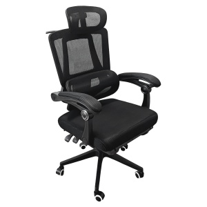 Scaun ergonomic de birou Kiwari® Zen, suport extensibil pentru picioare, spatar rabatabil 135°, tetiera, negru