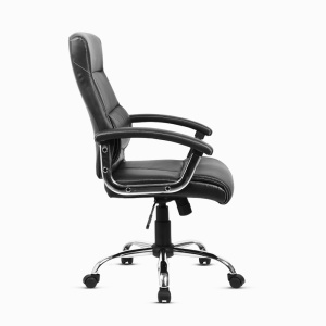 Scaun ergonomic Kiwari® Rei, spatar inalt, mecanism inclinabil cu piston pe gaz, ajustabil pe inaltime, rotatie 360°, brate fixe ergonomice PP, baza cromata, roti nylon silentioase, tapiterie PU+PVC, suporta 130 kg, Negru - Img 10