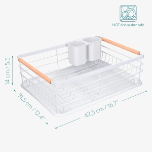Scurgator de vase Navaris, cu suport de picurare, cu raft pentru farfurii, pahare si tacamuri, alb, 42.5x31.5x14 cm - Img 5