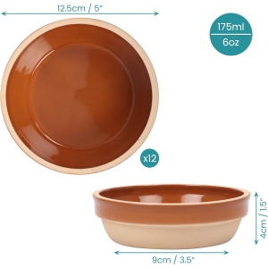 Set 12 boluri ceramice Belle vous, 175 ml, rezistente la caldura, 12.5 x 4 cm, compatibile cu microunde, masina de spalat vase si frigider, Maro - Img 2