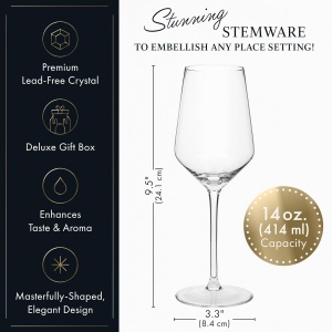 Set 2 pahare premium, ELIXIR GLASSWARE, din Cristal, 414 ml, potrivit pentru degustari, nunta, aniversari, petreceri, Transparent - Img 5