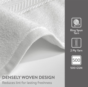 Set 2 prosoape de baie HOMELEVEL, 100% bumbac turcesc, 70x140 cm, 500 g/m², Alb - Img 3