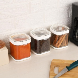 Set 3 cutii alimentare, Belle Vous, cu inchidere ermetica, 900 ml, din sticla, 10.5 x 10.5 x 12.5 cm, Transparent - Img 5