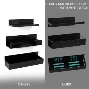 Set 3 rafturi magnetice Belle Vous, negru, metal, 30x9.5x7.5 cm, organizator pentru condimente - Img 3