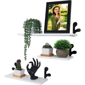 Set 3 rafturi pentru perete Belle Vous, 23/33/43 x 12 x 10 cm, MDF, Alb