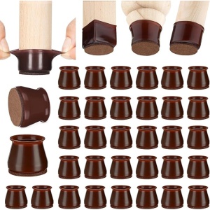 Set 32 protectii pentru picioare scaune/masa Aneaseit, din silicon/fetru, 38 mm, protectie pentru mobiler, Maro