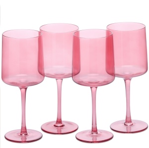 Set 4 Pahare Vin Navaris, 400 ml, cu picior, roz, design modern, 56212.04 - Img 2