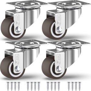 Set 4 roti pivotante GBL, pentru transport, 25 mm, argintiu, sarcina maxima de incarcare 40 kg