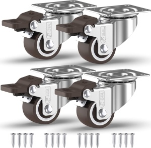 Set 4 roti pivotante GBL, pentru transport, 25 mm, cu sistem de franare, argintiu, sarcina maxima de incarcare 40 kg