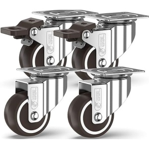 Set 4 roți pivotante GBL, pentru transport, 50 mm, cu sistem de frânare, argintiu, sarcina maxima de incarcare 200 kg