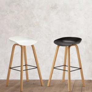 Set 4 scaune inalte, Towerwood Pentru Bar Si Bucatarie Cu Efect De Lemn, Negru - Img 2