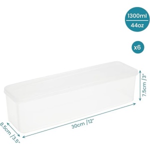 Set 6 cutii alimentare, Belle Vous, 1300 ml, capace etanse, din plastic, fara BPA, design modular, 30 x 8.5 x 7.5 cm, Transparent - Img 6