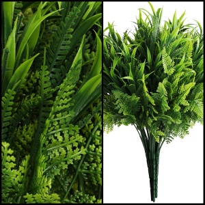 Set 6 plante artificiale Belle Vous, 35 × 29 cm, feriga si frunze, aspect natural, rezistente UV, material plastic, pentru decor interior/exterior, Verde - Img 8