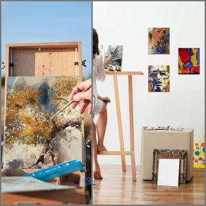 Set 7 panze pentru pictura Kurtzy, 23 x 30 cm, din bumbac, 3 mm grosime, pentru vopsele acrilice si uleioase, Alb - Img 2