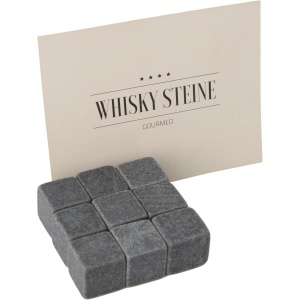 Set 9 pietre pentru racire whisky GOURMEO, bazalt natural, reutilizabile, fara diluare, pentru bauturi reci, Gri