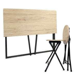 Set Bucatarie/Bar masa cu 2 scaune Kiwari® Fab, 90×45×74 cm, 2 scaune Ф 30 x 45 cm, MDF/Metal, Design Compact, Bej