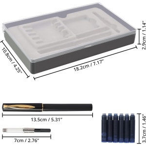 Set caligrafie Kurtzy 14 piese, stilou cu 6 penite inox, 6 cartuse cerneala albastra si adaptor cerneala, cutie cadou - Img 6