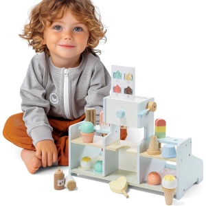 Set joc de rol cu stand de inghetata Navaris, 41.8 x 21.2 x 28 cm, din MDF, cu accesorii, pentru copii de 3 ani+, Multicolor - Img 6