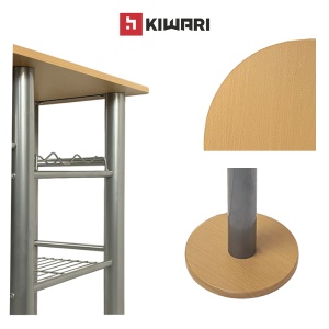 Set Masa cu 2 scaune Kiwari® Dion, 120×40×78 cm, 37x47x78 cm, MDF/Metal, Design Modern, 120×40×78 cm, Culoare Fag/Negru - Img 11