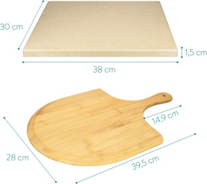 Set Piatra pizza 30 x 38 cm si lopata pizza din bambus, Bej, Navaris, 48593.01 - Img 5