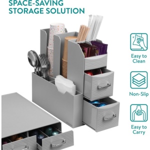 Set suport aparat cafea 3 sertare pentru capsule si organizator 2 sertare pentru consumabile Navaris, gri, NAV000018GT002C - Img 3