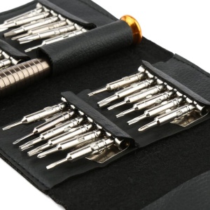Set surubelnite de precizie H&S pentru electronica, 25 piese, mini, pentru telefoane, ceasuri, gadgeturi, PS4, cu husa, Argintiu - Img 5