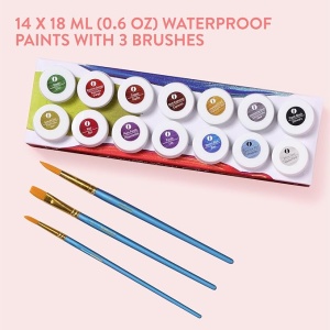 Set Vopsea acrilica, intrend, Metalizat, 14 culori, Rezistente la apa cu 2 pensule rotunde si o pensula plata - Img 8