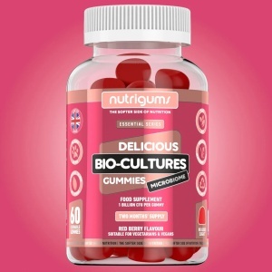 Supliment alimentar Bio-Cultures Microbiome Gummies, Nutrigums, 12 probiotice multi-tulpini 1 miliard CFU, Acidophilus si Bifidobacterium, sprijina sanatatea intestinala, vegan, aroma de capsuni, 60 de jeleuri - Img 9
