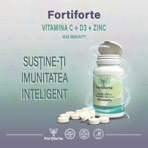 Supliment alimentar VITAMIN C 1000 mg + D3 2000 UI + Zinc 15 mg MAX Immunity, Fortiforte, 60 comprimate - Img 4