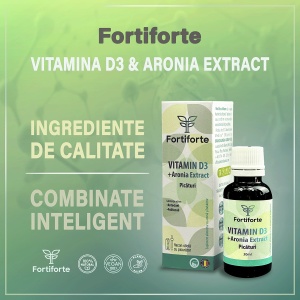 Supliment alimentar VITAMIN D3 + Aronia Extract, Fortiforte, picaturi 30ml - Img 2