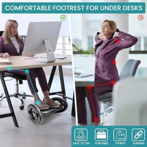 Suport ergonomic pentru picioare, Belle Vous, 40 x 27 x 19 cm, reglabil, antiderapant, Negru - Img 6