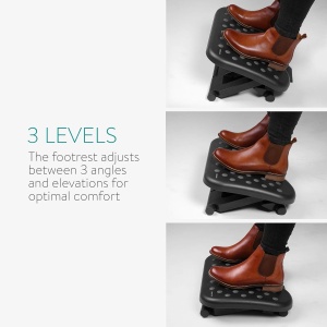 Suport ergonomic pentru picioare reglabil, Navaris, negru, 35x28.5x16.8 cm - Img 4