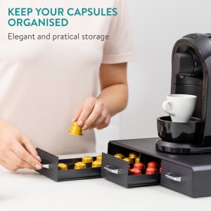 Suport pentru capsule de cafea Navaris cu 3 sertare, Universal, 48 capsule, Negru, 47364.02 - Img 6