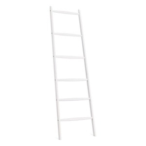 Suport pentru prosoape Navaris, tip scara, din bambus, 6 trepte, 170 x 56 cm, Alb