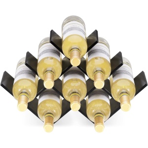 Suport pentru sticle de vin Navaris, din bambus, 43.5x10x29.5cm, raft pentru vinuri, design elegant, capacitate 8 sticle, Negru - Img 2