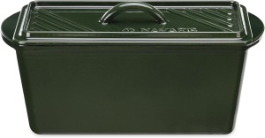 Tava pentru copt din fonta cu capac Navaris, tip cuptor olandez, pentru coacere si gatire, emailat, verde, 34x13x13 cm - Img 2