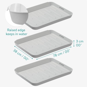 Tava pentru incaltaminte Navaris, set 3, 35×27×2.5 cm, din plastic, utilizare interior/exterior, Gri - Img 3