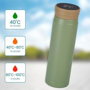 Termos cu Afisare Digitala, Belle Vous, Indicator de Temperatura Inteligent, Capac Etans, 280 ml, din Otel Inoxidabil, Verde - Img 2