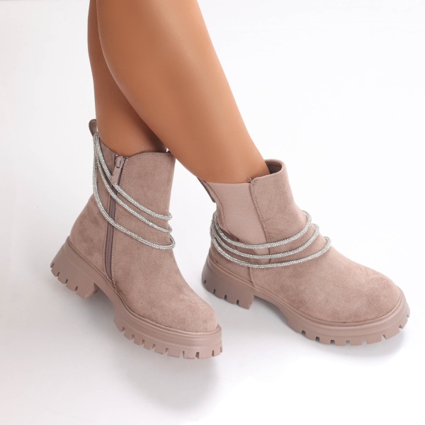 Sulmin - Beige Suede női csizma Eco bőrből Sulmin