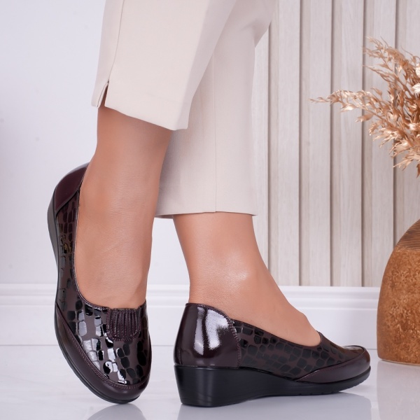 Női Bordo platform cipő Tara Croco Lakkozott Eco Leather Tara Croco lakkozott bőrből