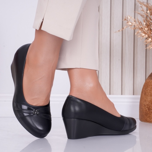 Fekete női platform cipő Eco Leather Carolyn bőrből