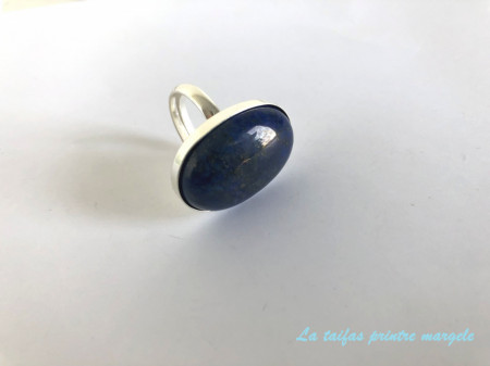 Inel reglabil din argint cu lapis lazuli oval - Img 2