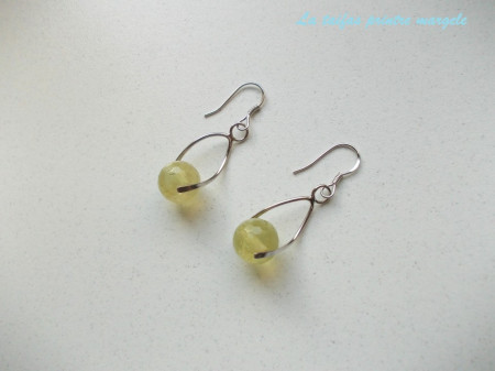 Sterling silver spiral earrings with faceted prehnite - Img 2