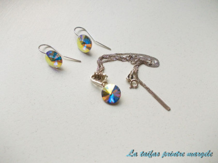 Set cercei şi pandantiv Cristale Swarovski rivoli Auroră Boreală - Img 2
