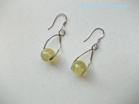 Sterling silver spiral earrings with faceted prehnite - Img 3