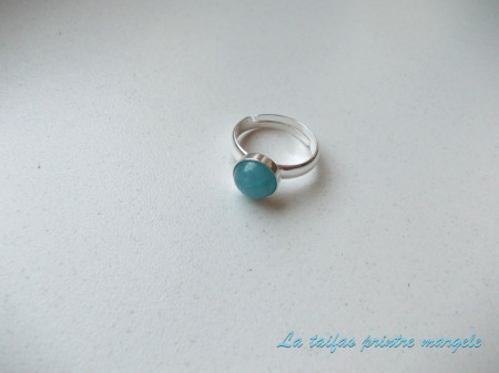 Sterling silver adjustable ring with round angelite 8 mm - Img 2
