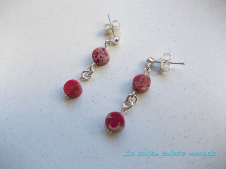 Earrings with flat disk red impression jasper - Img 2