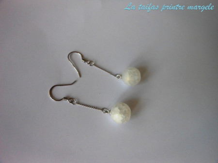 Long sterling silver earrings with matte rock crystal - Img 3