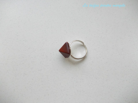 Sterling silver adjustable ring with pyramid breciated jasper - Img 3